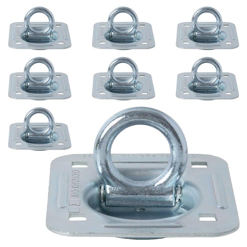 DC Cargo Mall 8 Pack | D-Ring Tie-Down Anchors (Large Square), Recessed-Pan Fitting D-Rings Heavy Duty Steel Cargo Tie-Downs, Truck/Trailer/Flatbed/Pickup Tie-Down Anchor - Image 1